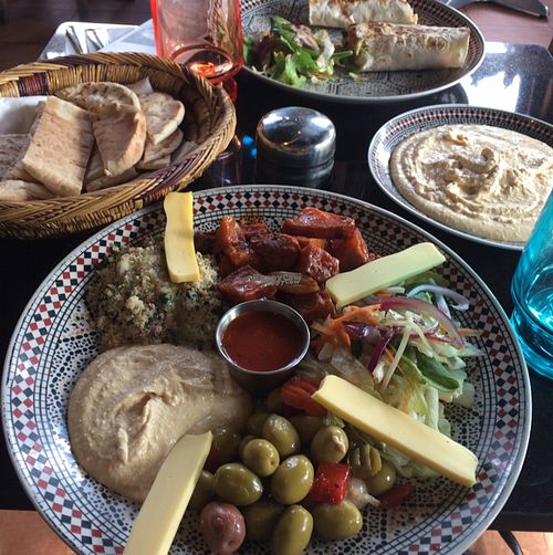 vegan mezze platter at Oranaise Cafe in Leeds