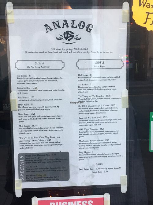 B-Side Vegan at Analog in Oakland
