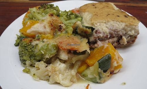 Vegan moussaka & vegan vegetable bake at The Travelling Greek - Market Stall in Adelaide