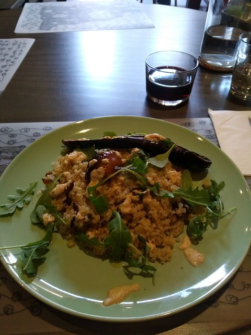 Quinoa with mushrooms and eggplant at Bio Bento in Barcelona