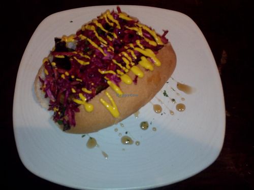 Junkyard hotdog at Veg Bar in South West London