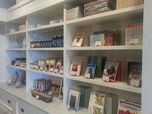 products and books at Cafe Gratitude - DTLA in Los Angeles