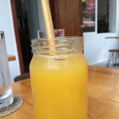 orange juice  at Backyard Cafe - Riverside in Phnom Penh