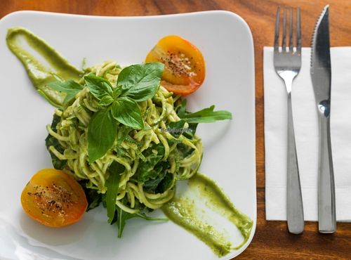 Raw Zucchini Pasta at Backyard Cafe - Riverside in Phnom Penh
