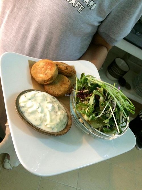 Vegan and gluten free falafel at Backyard Cafe - Riverside in Phnom Penh