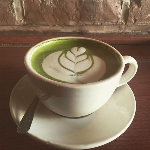 Green tea latte at Red Pipe in Forest Hills