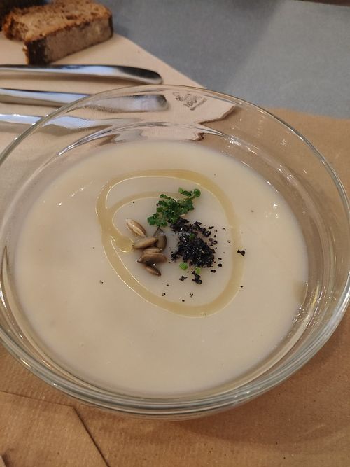 Vegetables soup at Integral Figueres in Figueres