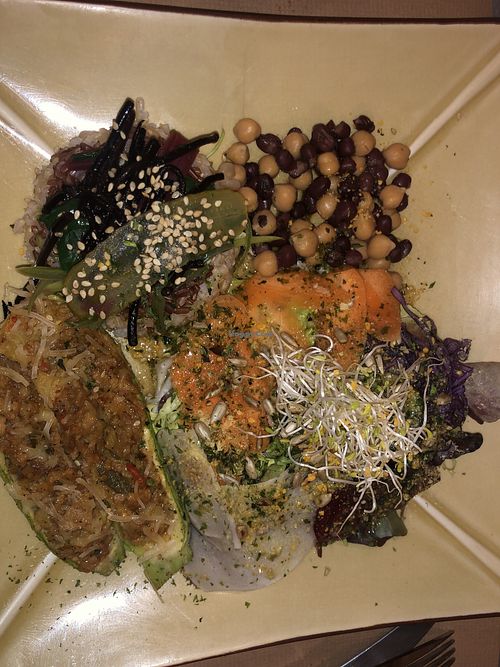 Stuffed Zucchini with energy dish  at Integral Figueres in Figueres