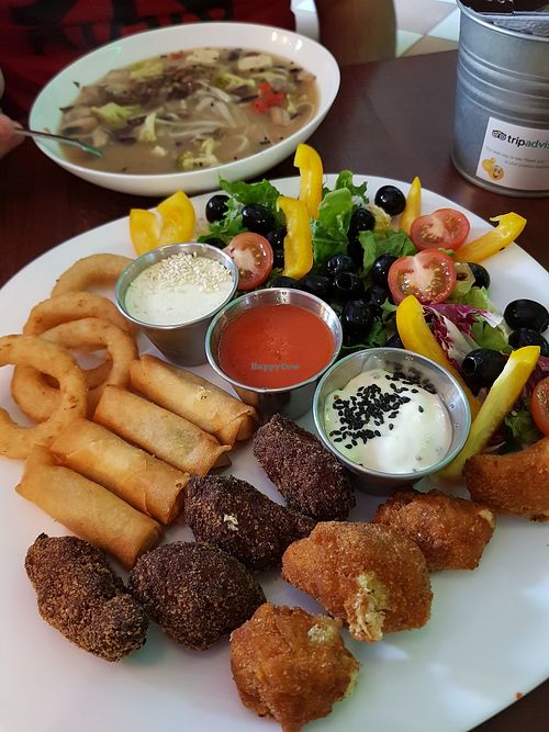 Miso soup and "when you want everything" snacks plate 😂🤣 at GYVAS baras in Vilnius