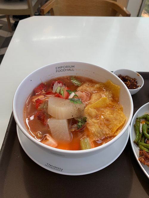 spicy nodle soup at Walee Vegetarian - Emporium Bldg in Bangkok