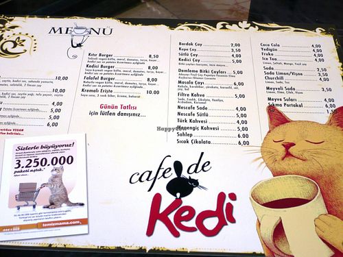 Menu ;) at Cafe de Kedi in Eskisehir
