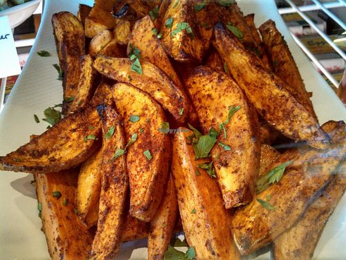 Herb Crusted Sweet Potato Fries - Baked!

View Menu: http://www.grotonwellness.com/farm-table-caf%C3%A9 at Cafe at Groton Wellness in Groton