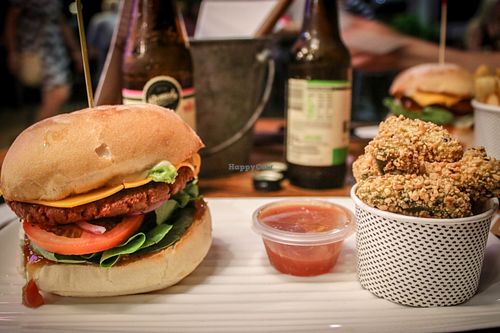 beyond burger with avocado fries at Grill'd in Cairns