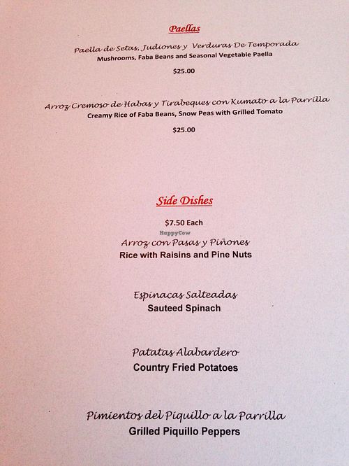 Veg menu, continued at La Taberna del Alabardero in Washington