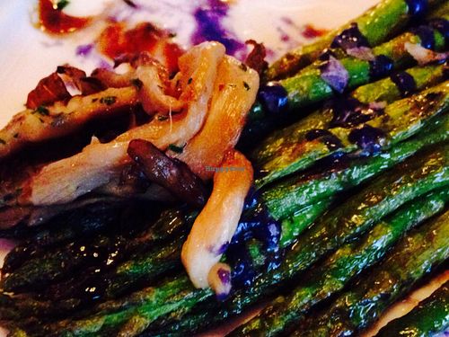 Grilled asparagus with wild mushrooms at La Taberna del Alabardero in Washington