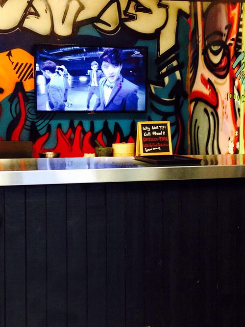 K-Pop in the background  at Far East Taco Grille in Washington