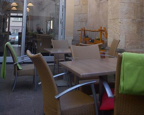 Outdoor seating by the gothic church! at Green Spirit in Prague