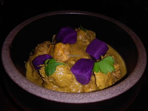 Monkey Head Mushroom Curry. I like the purple sweet potatoes for a color pop! at NAKEDFOOD in Taipei