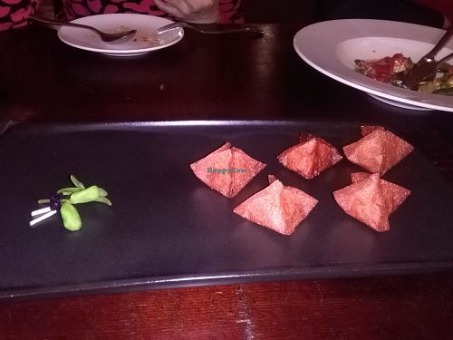 Raw kimchi dumplings. I thought it was gonna be crunchy, but it actually isn't! The filling is creamy and good, while the wrapper is subtlety sweet. at NAKEDFOOD in Taipei