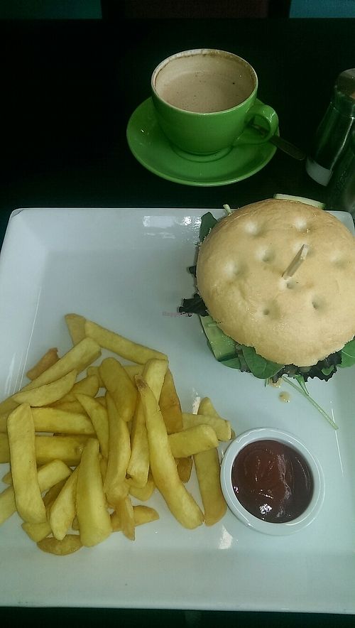 Vegan Aubergine Burger at Flying Aubergine Cafe in Southampton