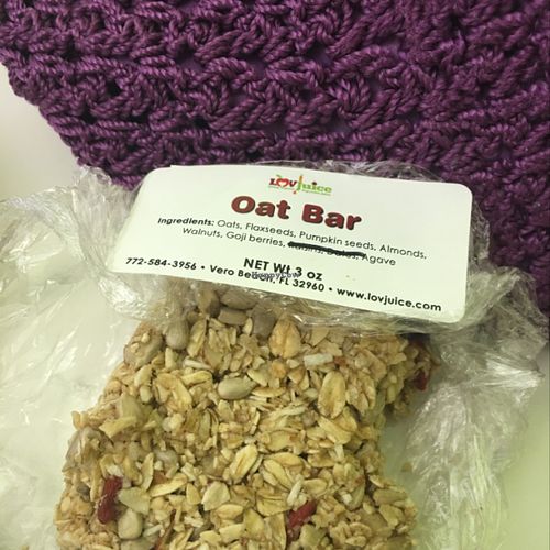 yummy oat bar! at LOVJuice in Boca Raton