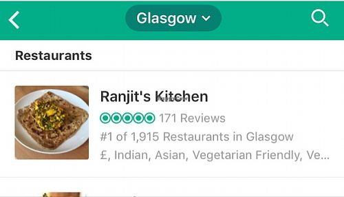 No.1 in Glasgow! at Ranjit's Kitchen in Glasgow