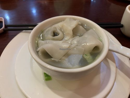 Delicious wonton soup!  at Bodhi Kosher Vegetarian Restaurant in New York City