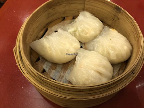 “Shrimp” dumplings  at Bodhi Kosher Vegetarian Restaurant in New York City