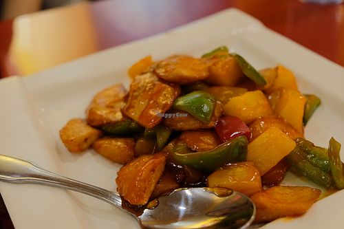 Sweet and Sour Vegan Chicken at Bodhi Kosher Vegetarian Restaurant in New York City