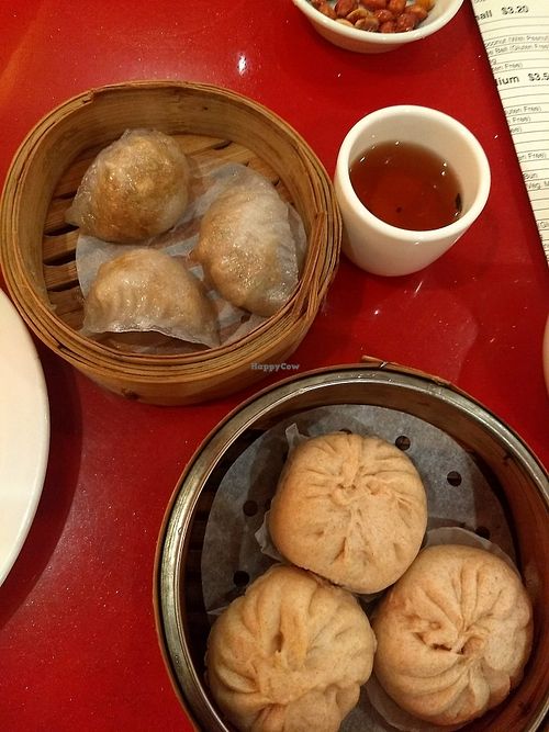 Taro steamed dumpling and vegetable wholewheat at Bodhi Kosher Vegetarian Restaurant in New York City