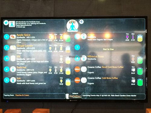 New digital kombucha board at One Kombucha in Lake Park