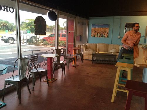 Seating area at One Kombucha in Lake Park