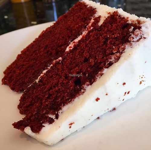 the BEST vegan cake I've had! Red velvet!  at Super Natural in Newcastle Upon Tyne
