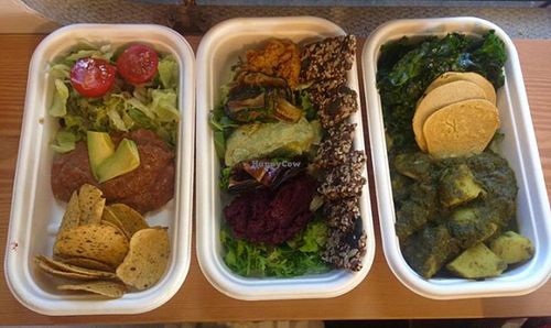 vegan meals ready for lunch at The Conscious Caravan - Food Van in Castlemaine