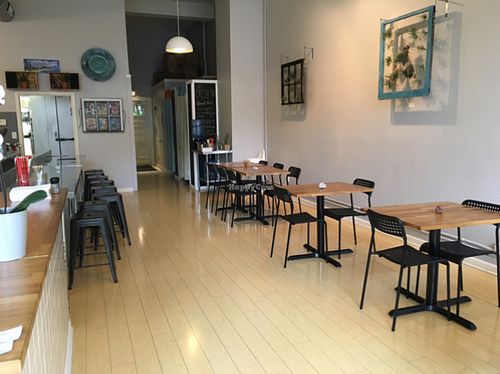 Dining area- airy and clean. at Pulp + Sprout Juice Bar and Vegan Cafe in Asheville