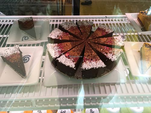 Raw cacao cake at Pulp + Sprout Juice Bar and Vegan Cafe in Asheville