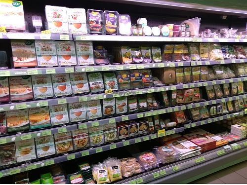 tofu, soy sausages ...lots of vegan options! at Biocoop St Thibault des Vignes in Saint-thibault-des-vignes