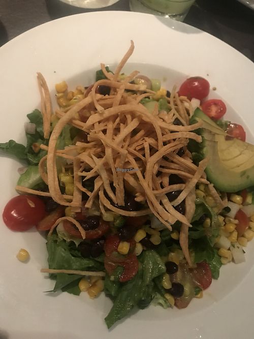 Salad with black beans, corn and nice cilantro dairy-free dressing  at Tortilla Republic in Koloa