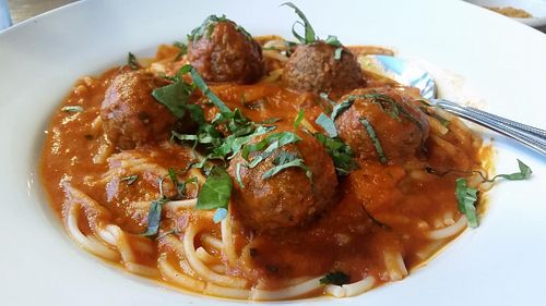 delicious spaghetti and meatballs at VegeNation in Las Vegas