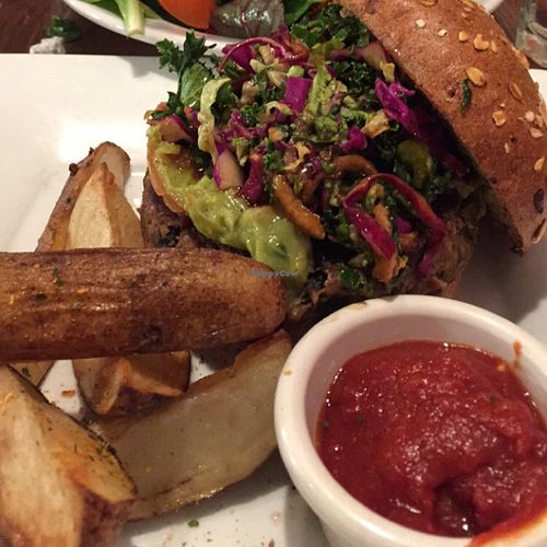 delicious vegenation burger  at VegeNation in Las Vegas