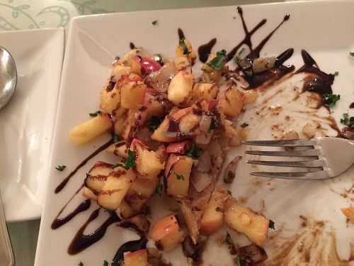 half eaten apple bruschetta  at Hugo's in Redmond