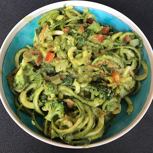 veggie style zucchini noodles with avocado pesto at Raw Power in Newport