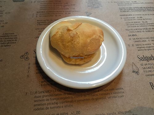 ''Pão mineirinho'' - a kind of cheese bread (vegan, of course). at Lilori in Sao Paulo