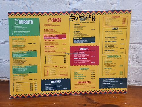 Menu at Momencik in Warsaw