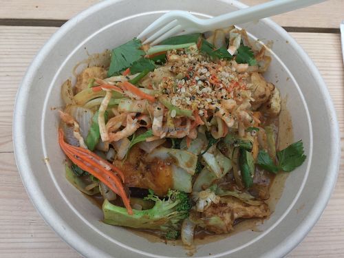 veggies and mock chicken at King CookDaily in East London