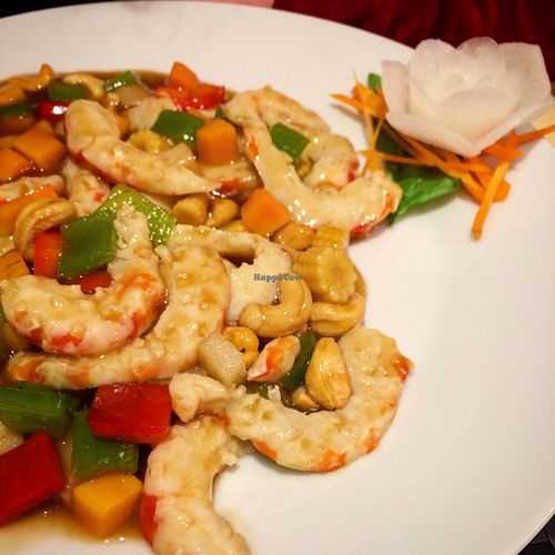 veggie prawn and cashew dish  at Vegesana & One Ramen in Barcelona