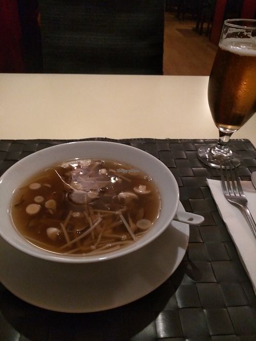 Three mushrooms soup at Vegesana & One Ramen in Barcelona