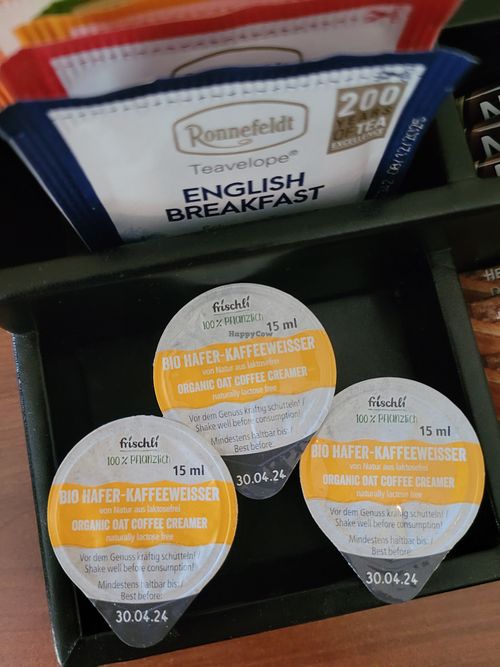 Vegan coffee whitener in room at Landhaus Beckmann in Kalkar