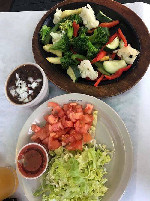 Veggie fajitas made vegan with added beans at RC Otters in Captiva