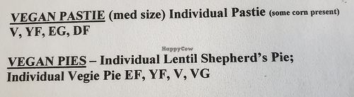 From the menu at Evie's Cafe in Trafalgar